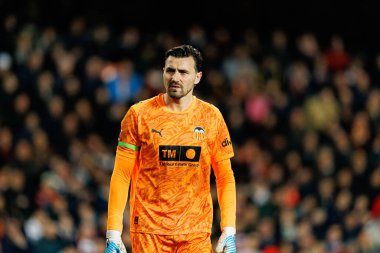 Stole Dimitrievski  seen during LaLiga EA Sports game between teams of Valencia CF and Real Madrid CF (Maciej Rogowski/Ball Raw Images)