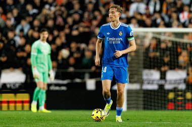 Dekan Huijsen, LaLiga EA Sports maçında Valencia CF ve Real Madrid CF (Maciej Rogowski / Ball Raw Images) takımları arasında görüldü.)