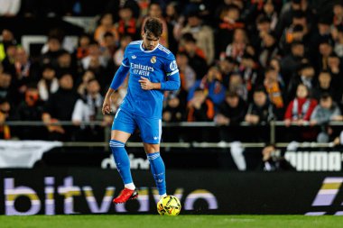 Raul Asencio, Valencia CF ve Real Madrid CF (Maciej Rogowski / Ball Raw Images) takımları arasında LaLiga EA Sports maçında görüldü.)