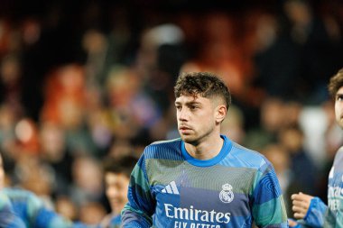 Federico Valverde, Valencia CF ve Real Madrid CF (Maciej Rogowski / Ball Raw Images) takımları arasında LaLiga EA Sports maçında görüldü.)