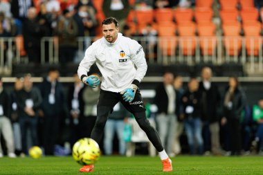 Stole Dimitrievski seen during LaLiga EA Sports game between teams of Valencia CF and Real Madrid CF (Maciej Rogowski/Ball Raw Images)