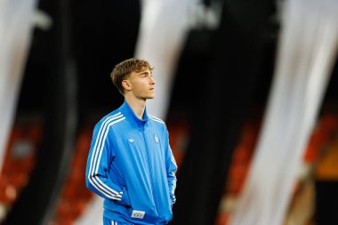 Dekan Huijsen, LaLiga EA Sports maçında Valencia CF ve Real Madrid CF (Maciej Rogowski / Ball Raw Images) takımları arasında görüldü.)