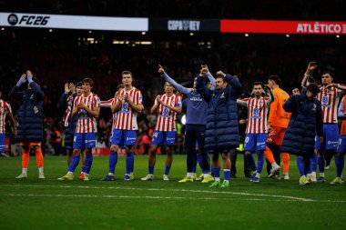 Atletico oyuncuları Atletico de Madrid ve FC Barcelona (Maciej Rogowski / Ball Raw Images) takımları arasında oynanan Copa Del Rey yarı final maçında görüldü.)