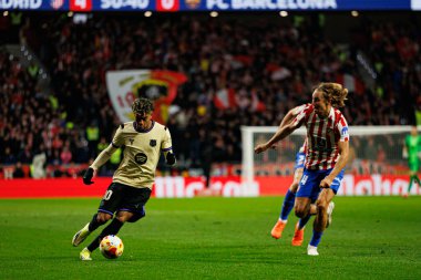 Lamine Yamal and Marcos Llorente seen during Copa Del Rey semifinal game between teams of Atletico de Madrid and FC Barcelona (Maciej Rogowski/Ball Raw Images)