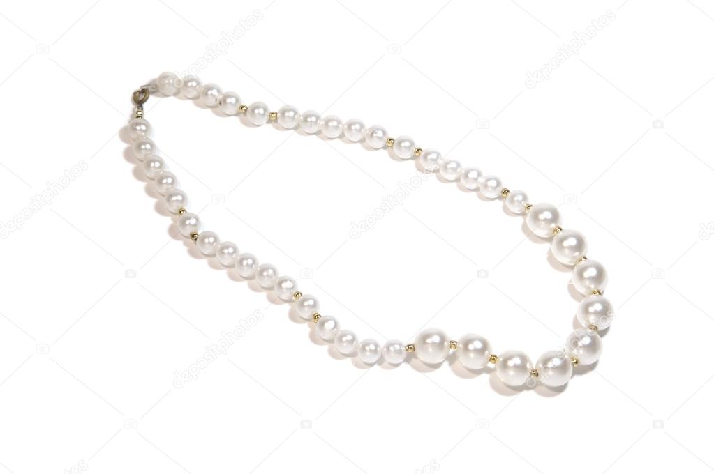 Pearls Necklace Isolated on White Background