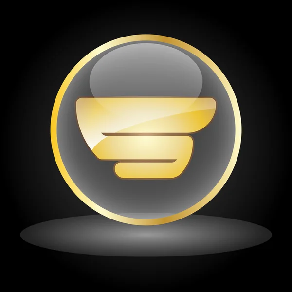 Graphic elegant S symbol in golden circle — Stock Photo, Image