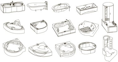 3D simgeleri küvet ve duş