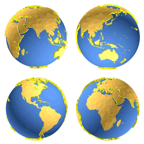 Three-dimensional model of the planet earth — Stock Vector