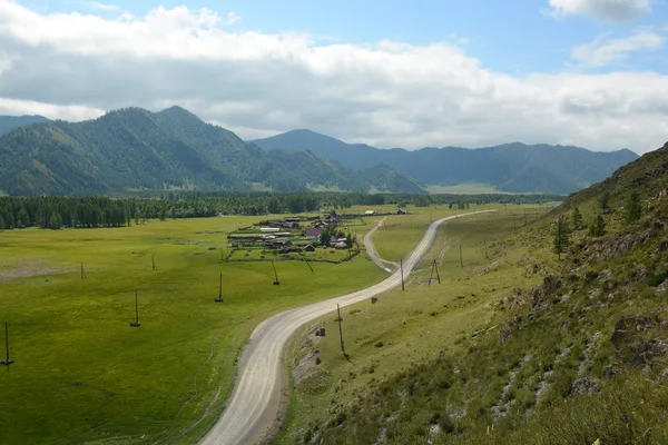 Altay mountain village road — Stock Fotó