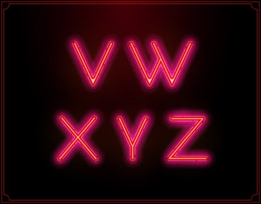 Neon parlak yazı tipi alfabe