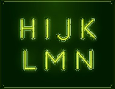 Neon parlak yazı tipi alfabe