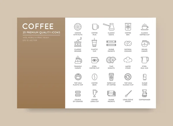 Ensemble d'éléments et d'accessoires pour café — Image vectorielle