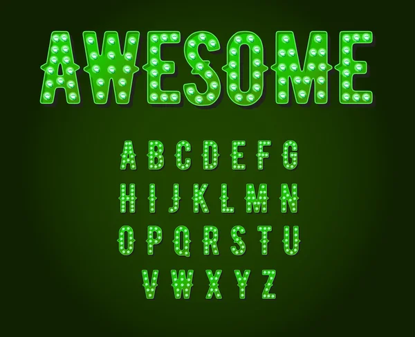Alphabet néon vert — Image vectorielle