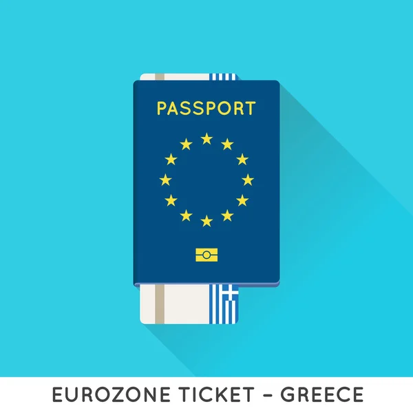 欧元区护照与机票 — 图库矢量图片