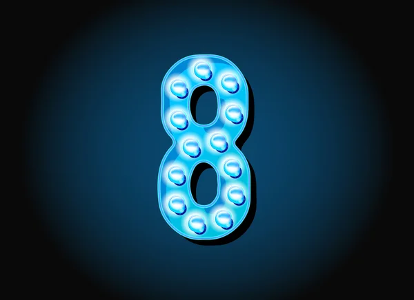 Number Casino Style with Light Bulbs — Stock Vector