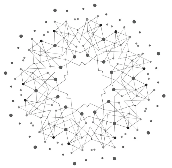 Struttura molecolare con linee e punti — Vettoriale Stock