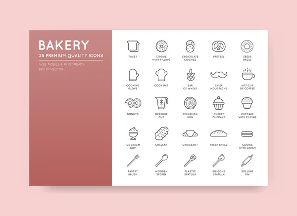 Conjunto de elementos de pastelaria padaria — Vetor de Stock