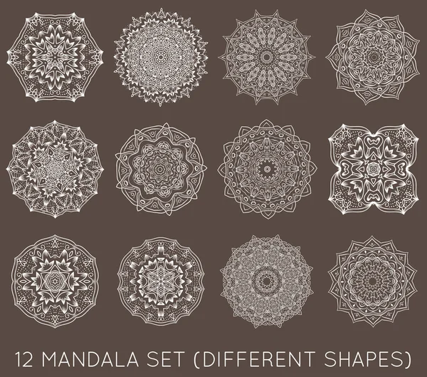 Conjunto de símbolos étnicos Mandala — Vetor de Stock