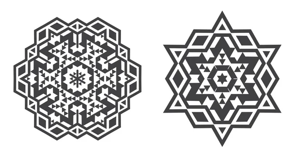 Símbolos de mandala fractales étnicos — Vector de stock