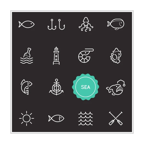 Set van zee voedsel pictogrammen — Stockvector
