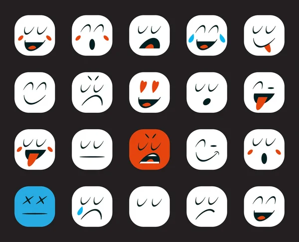 Emoticons simgeler kümesi — Stok Vektör