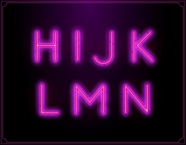 Neon parlak yazı tipi alfabe