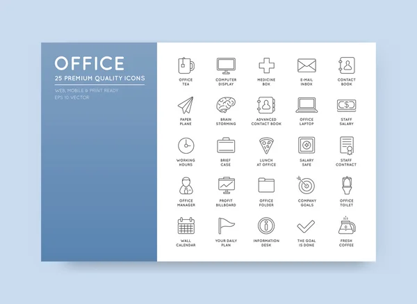 Office anahat Icons set — Stok Vektör