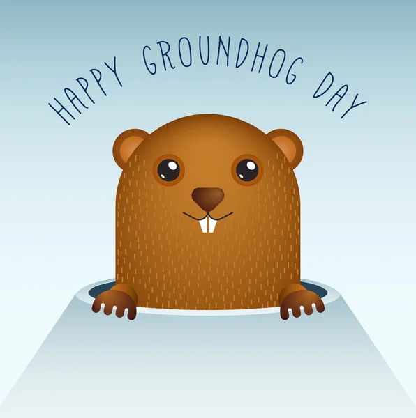 Happy Groundhog Day Postcard — Stock Vector