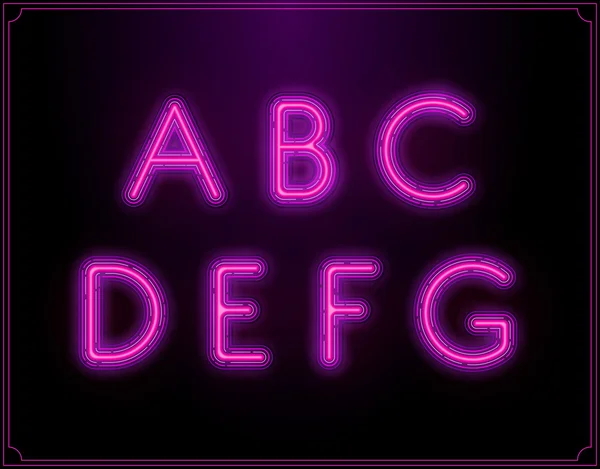 Neon świecące czcionki alfabetu — Wektor stockowy
