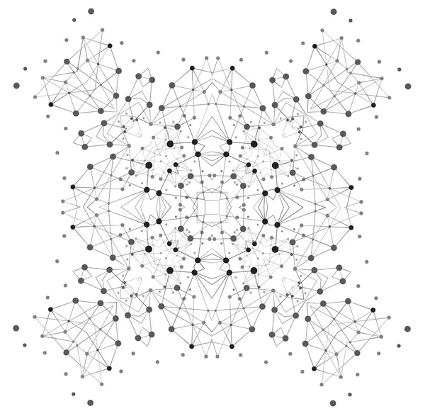 Struttura molecolare con linee e punti — Vettoriale Stock