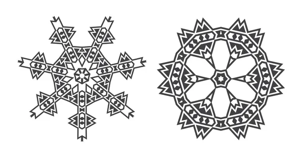 Etniska fraktal Mandala symboler — Stock vektor