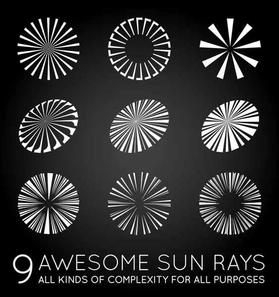 Set di raggi del sole — Vettoriale Stock