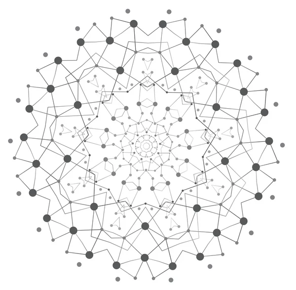 Struttura molecolare con linee e punti — Vettoriale Stock