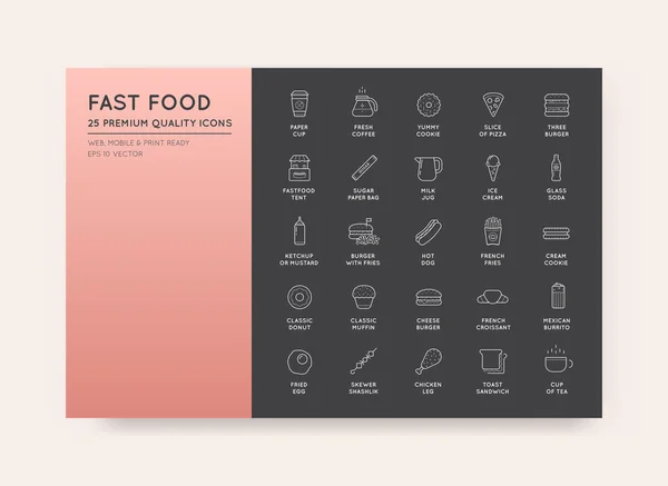 Conjunto de elementos de comida rápida — Vector de stock