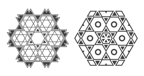 Simboli etnici di Mandala frattale — Vettoriale Stock