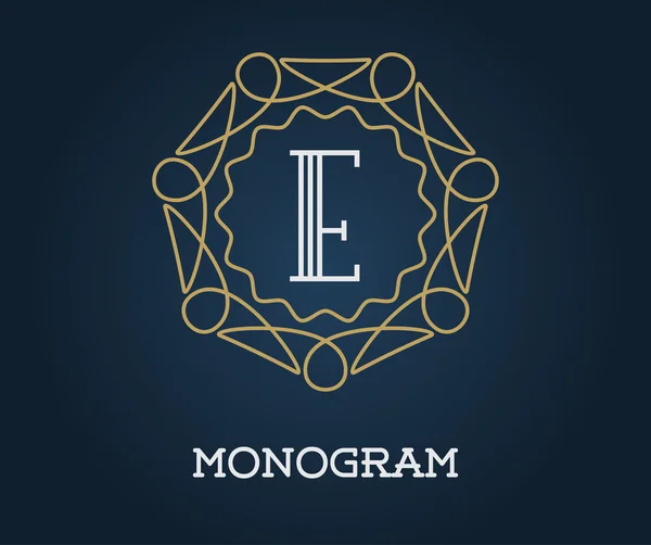 Templat Monogram Elegan dengan Surat - Stok Vektor