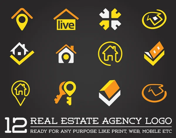 Set dari logo Real estate - Stok Vektor