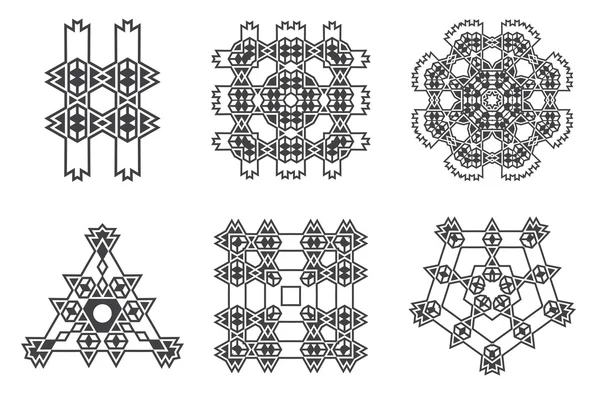 Conjunto de símbolos étnicos de mandala — Vector de stock