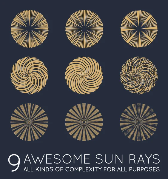 Set di raggi del sole — Vettoriale Stock