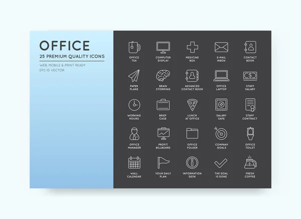 Conjunto de iconos de esquema de oficina — Vector de stock