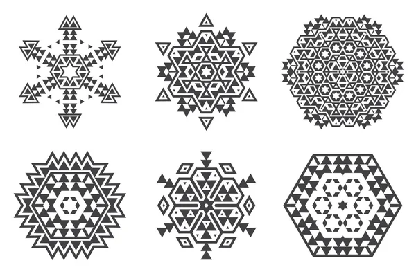 Ethnische fraktale Mandala-Symbole — Stockvektor