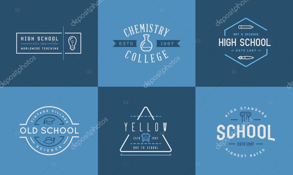 Set of Vector School or College Education Identity Elements can be used as Logos or Icons in premium quality
