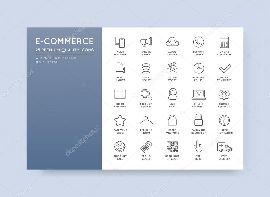 Set of Vector E-Commerce Icons Shopping and Online can be used as Logos or Icons in premium quality