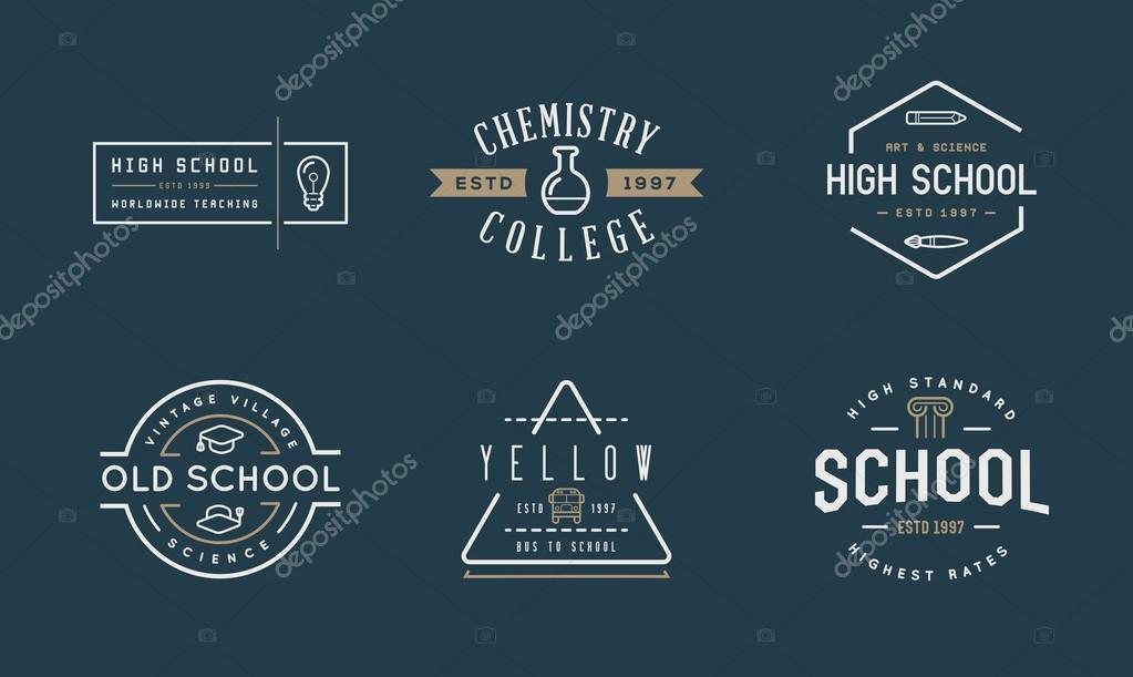 Set of Vector School or College Education Identity Elements can be used as Logos or Icons in premium quality