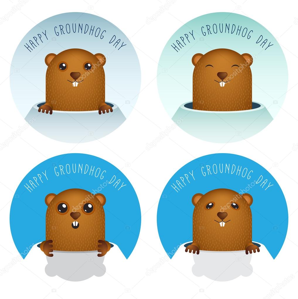Joyeux Jour De La Marmotte Cartes Postales Image Vectorielle Par Ckybe C Illustration