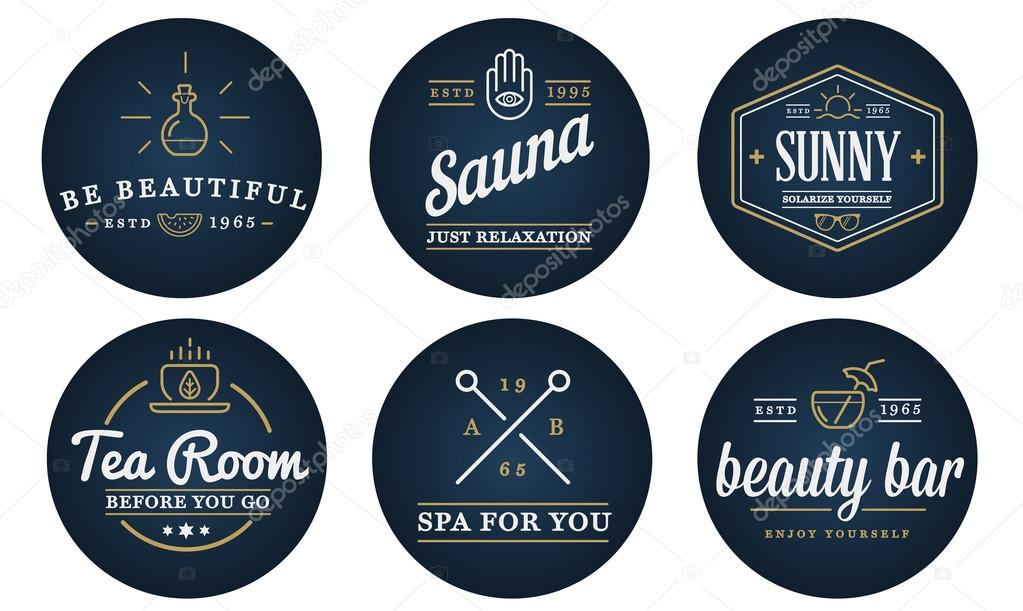 Set of Vector Spa Beauty Yoga Sport Elements Illustration can be used as Logos or Icons in premium quality