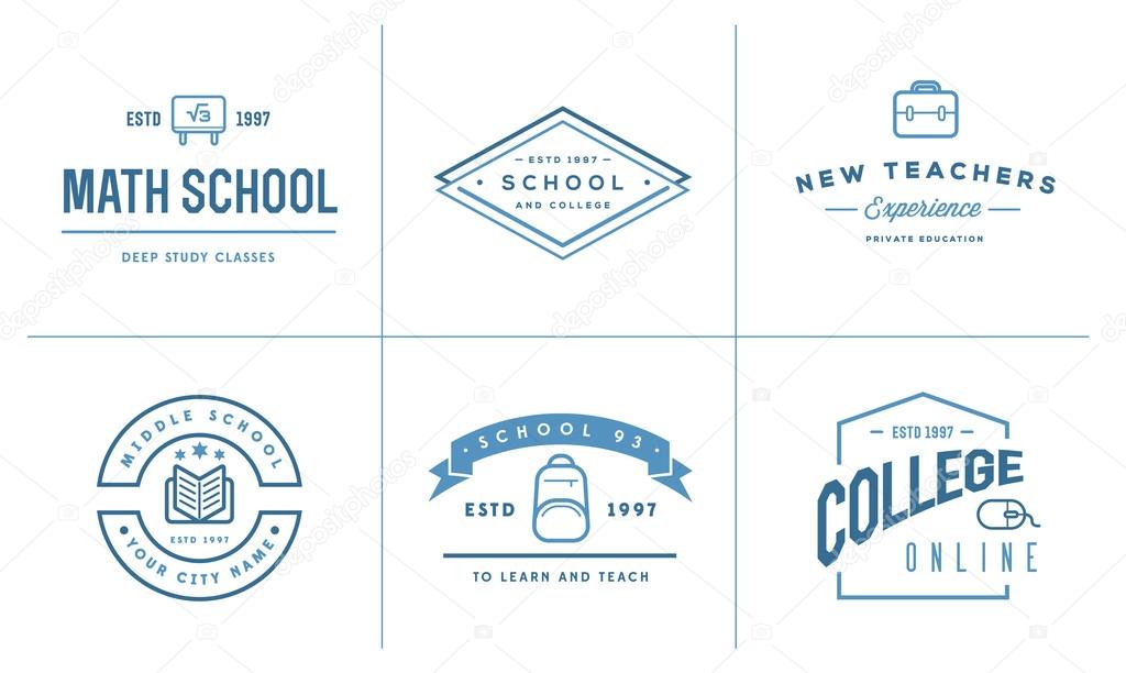 Set of Vector School or College Education Identity Elements can be used as Logos or Icons in premium quality