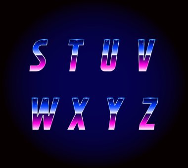 Retro yazı tipi alfabe 