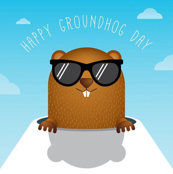 Happy Groundhog Day Postcard — Stock Vector