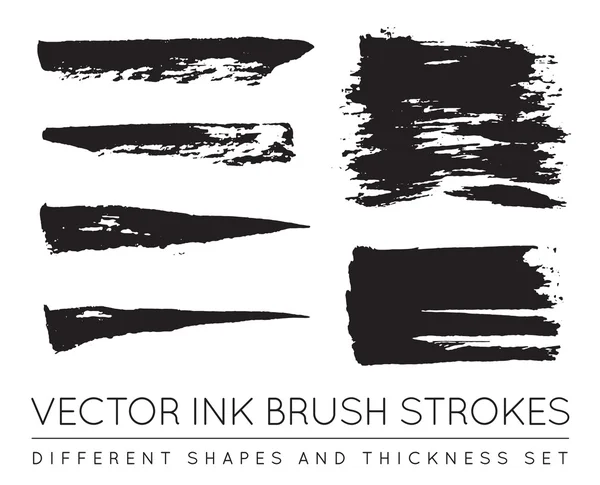 Set of Black Brush Strokes — Stock Vector